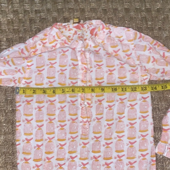 Roberta Roller Rabbit Cotton white w/ Pink & Orange bird/birdcage L/S dress sz 6 - Picture 3 of 10
